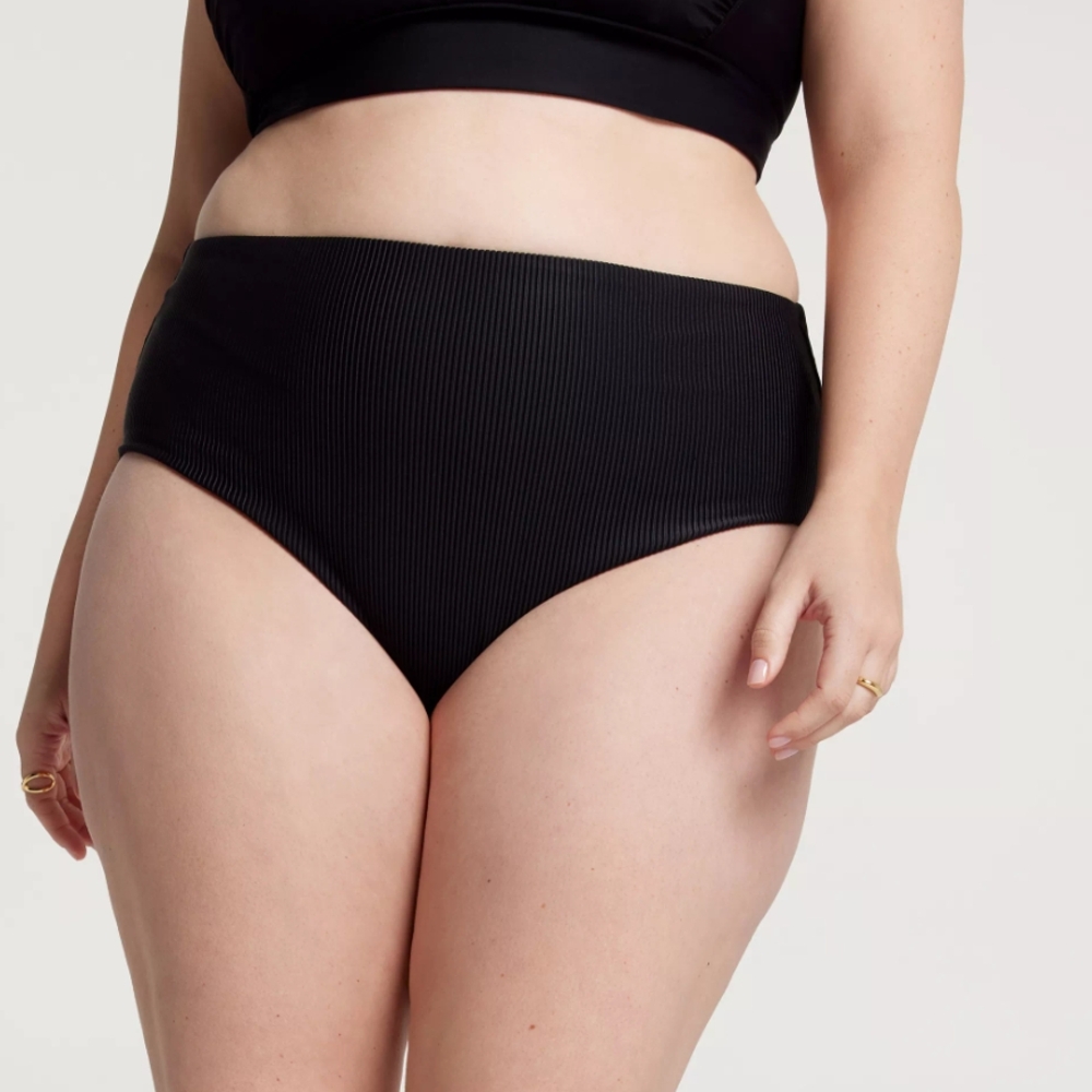 CALIA Mid Rise Ribbed Swim Bikini Bottoms